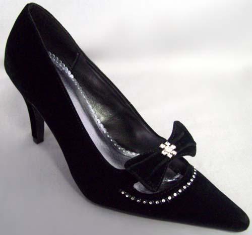 Womens Evening Shoes In Black Velvet -  With Rhinestones image