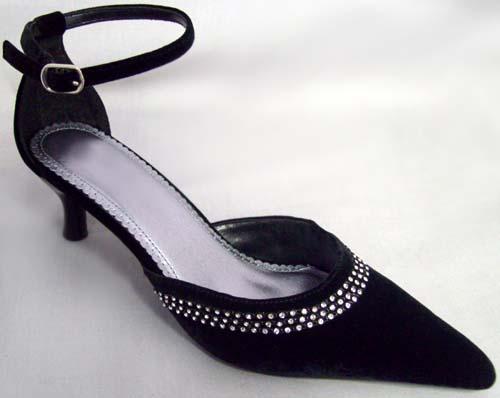 Womens Black Velvet  Shoes With Rhinestones image