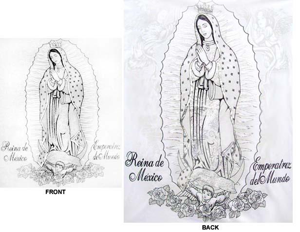 Lady of Guadalupe White T-Shirt With Silver image