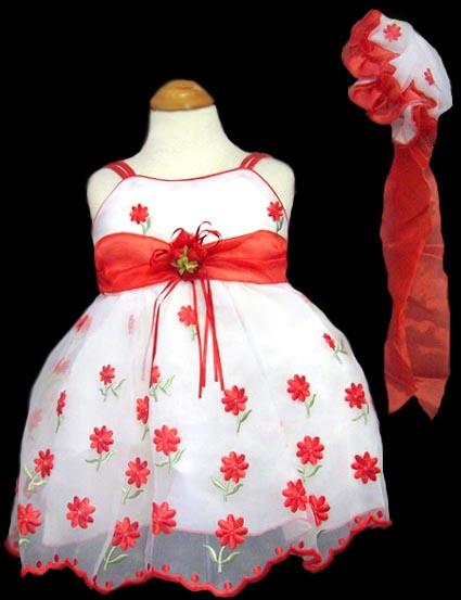 "Baby Anne" Girls Embroidered Dress &  Hat - Red  (Infant) image