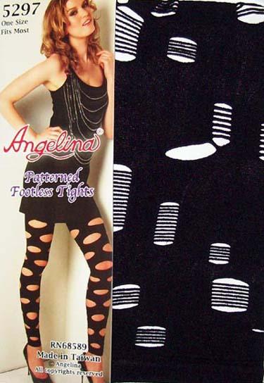 Angelina" Womens - Teenagers  Patterned Footless Tights image