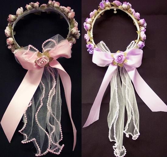 Hair Accessories Floral Crowns  For Girls  - With Tail & Ribbon image