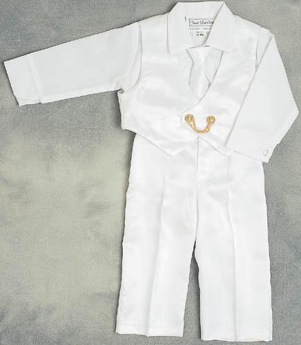 Boys 5Pc White Christening Pants Sets - Sizes: 9-18 Mos. image