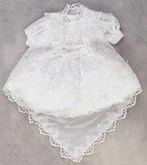 "Bridgett" 2Pc Christening   Dress  With  Tail - Sizes: 0 - 4 image