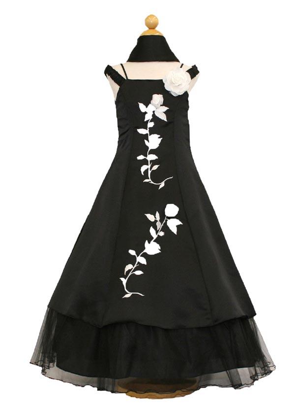 Girls Evening  Dress  With Scarf - Black Color. Sizes: 4-16 image