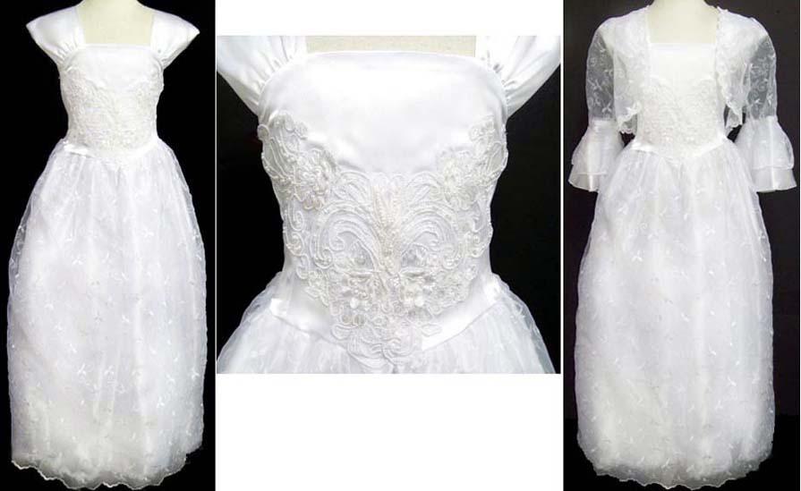 Girls All-White  Flower Girl Dress With Jacket - Sizes: 8 Thru 16 image
