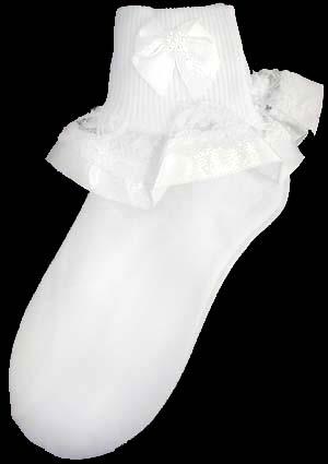 Girls Designer Style Frilly Socks - White (# M-983) image