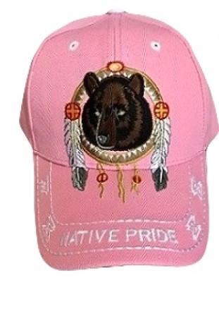 Bear & Dream Catcher Native Pride  Baseball Cap - Pink Color image