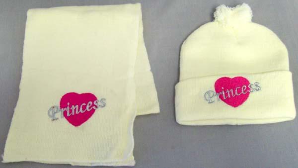 "Princess" 2Pc Beanie - Winter Caps  & Scarf Sets - For Girls image