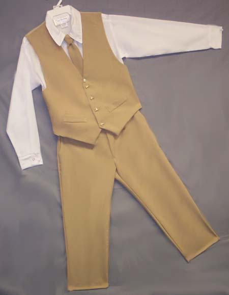 Boys 4Pc Dressy Slacks Sets - Khaki Color (Sizes: 1-14) image