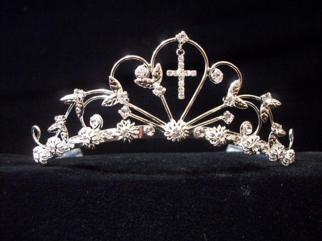Rhinestones Tiara With Cross ( # C7260C) image
