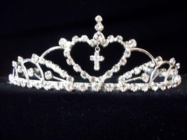 Rhinestones Tiara With Cross  ( # W22T12-CR) image