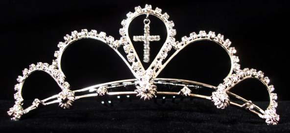 Rhinestones Tiara With Cross ( # C9472) image
