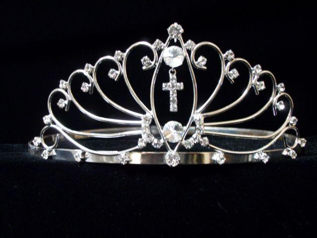 Rhinestones Tiara With Cross  ( # WU7-221) image