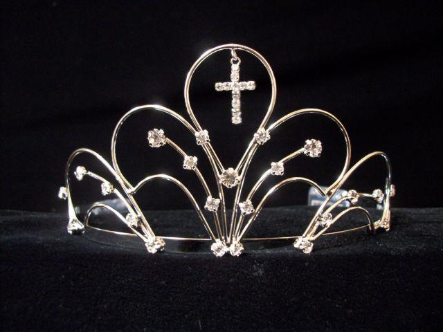 Rhinestones Tiara With Cross ( # C7258C) image