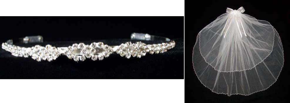 White Communion With Rhinestones Headband ( # HT28) image