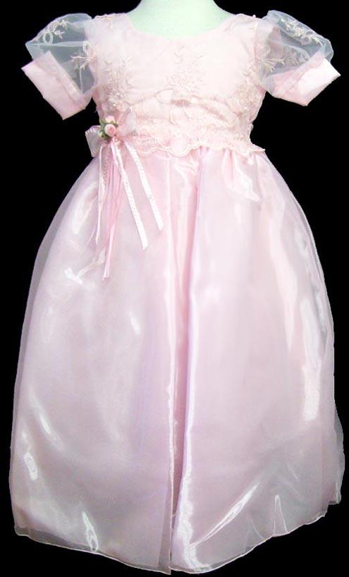 Girls Long Flower Girl Dress With Embroidered Top - Pink image