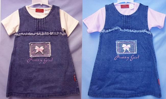 Embroidered Denim  Jumper  Dresses - For Girls  (2T-4T) image