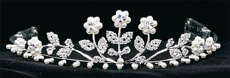 Rhinestones Tiara With Pearls & Rhinestones - ( # C1467) image