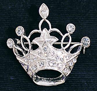 Rhinestones  Pin  - Silver Color  Crown  ( # B38 S) image