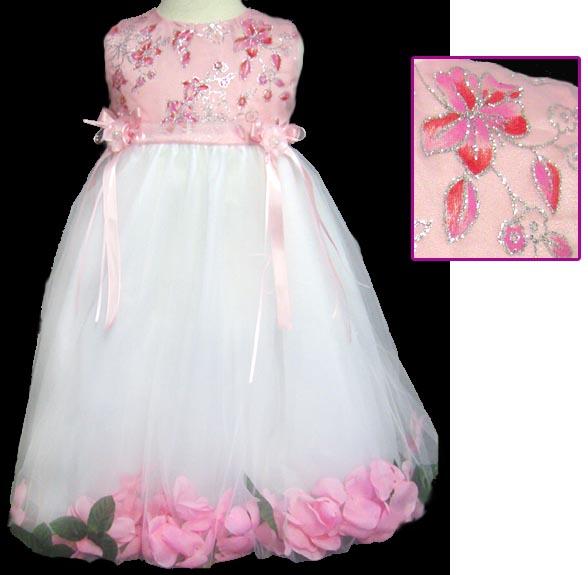 "Flora II" Girls Pageant Dress With Silk Petals - Pink (1-6) image