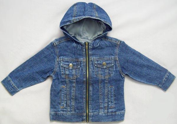 Kids Hooded Blue Denim Jacket image