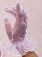White Sheer Gloves  With Ruffle. Wrist Length  (# 2002Ruff) image
