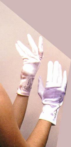 Womens Satin Gloves - Butterfly  Design -  Wrist Length  (#SG-BT) image