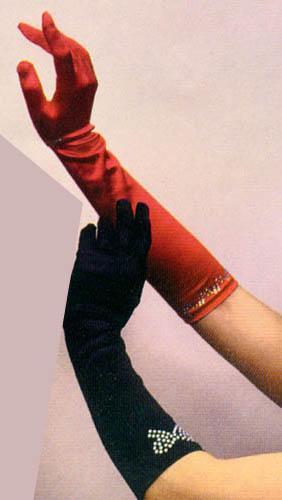 Womens Satin Gloves-Butterfly Design -. Elbow Length ( # SG-BT) image