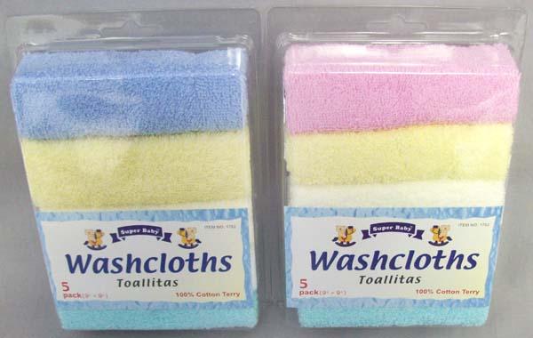 "Super Baby" Washcloth  5Pc Pack   ( # 1762) image