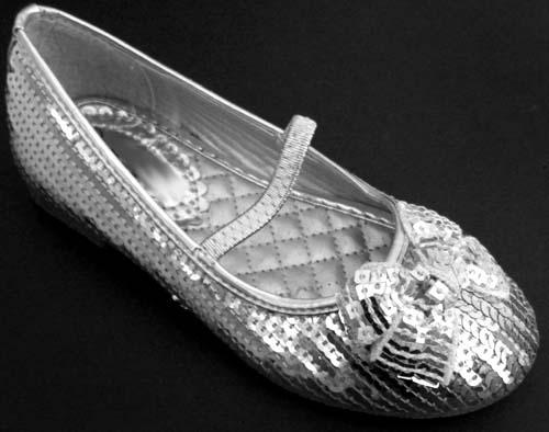Girls Sequined Shoes - Silver  Color (Sizes: 8 Thru 3) image