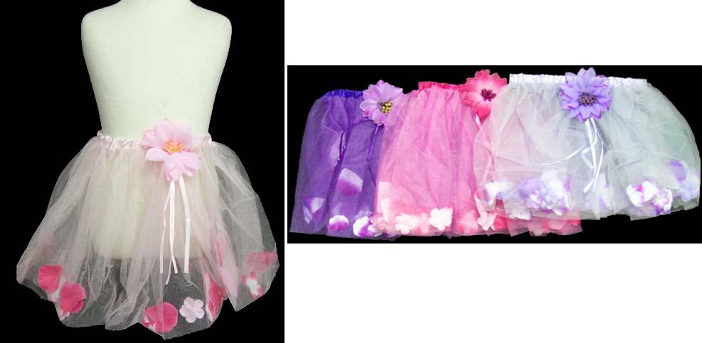 Dance Wear - Tutu Skirt -  With Silk Flower Petals- S (# C27381) image