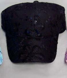 Sequined Caps For Women & Teenagers - Black Color Only image