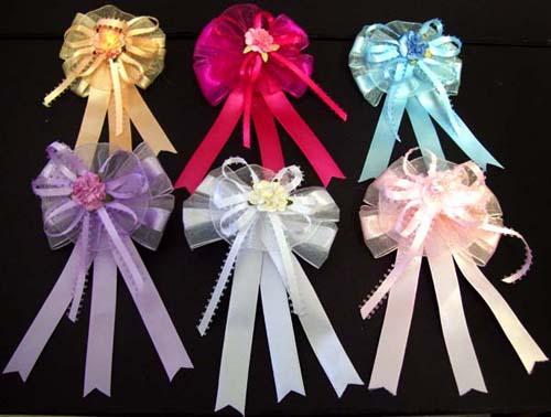 Girls Hand-Made Hairbows With French Clips - Soft Colors image