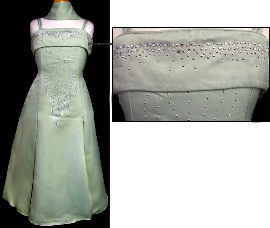 "Evana III" Big Girls Party Dress With Scarf - Sizes: 16-20. Sage image