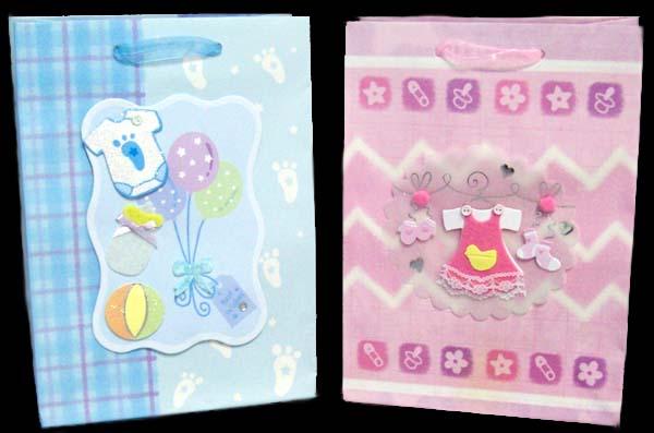 Baby Shower - Designer Style Gift Bags With Pop Ups Applique - Sm image