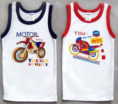 Boys White Screenprinted Sleeveless T Shirts - ( Sizes: 1-3) image