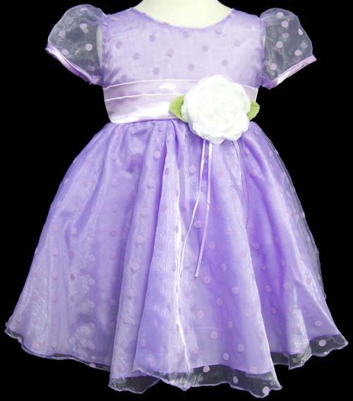 Girls Polka Dots Fancy Organza Dress - Lavender - (Sizes: 3-6) image