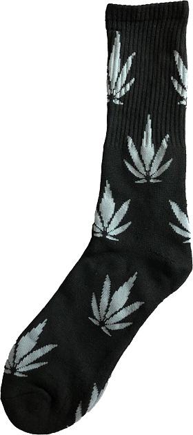 Marijuana Weed Pot Socks  - One Size Fits All - Black & Grey image