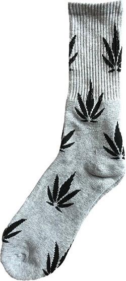 Marijuana Weed Pot Socks  - One Size Fits All - Grey & Black image