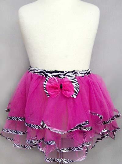 Dance Wear - 3 Layer Tutu Skirt  Fuchsia - Zebra Prints ( #C28279 image