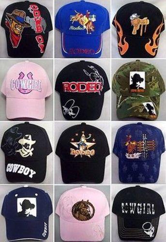Rodeo Cow Boy Baseball Caps - 12 Pc Assorted Designs image
