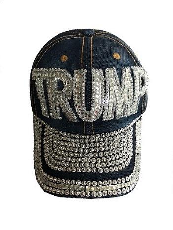 Trump Rhinestones Blue Denim Baseball Cap image