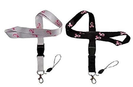 Breast Cancer Lan Yards - Assorted Black & White Colors image