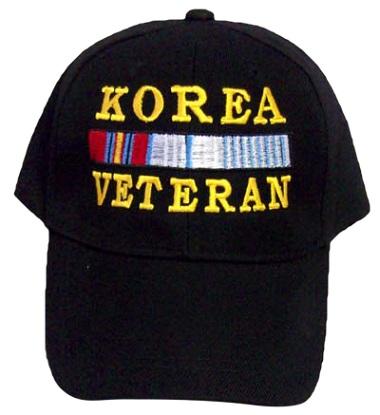 Korea Veteran  Military Embroidered Baseball  Caps - Black Color image