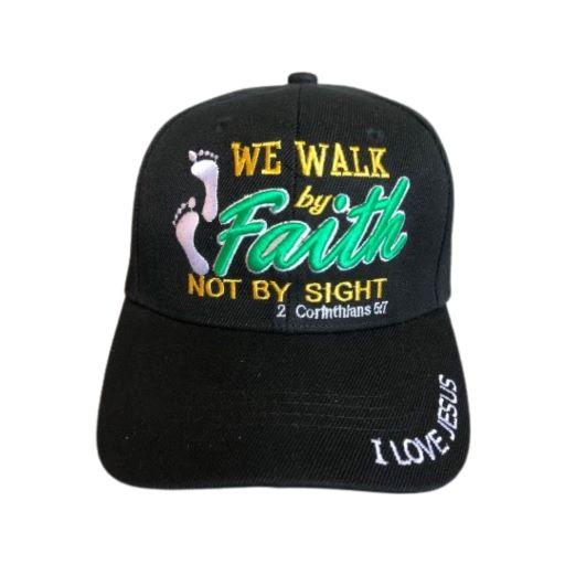 We Wallk By Faith Christian Baseball Cap Embroidered  - Black image