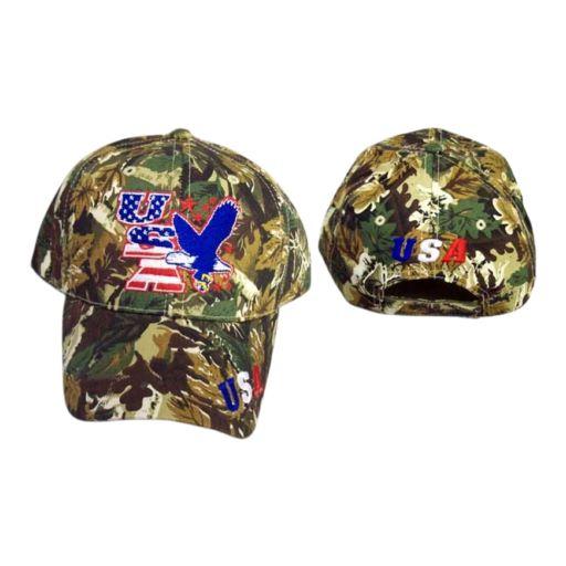 Eagle  .... USA Embroidered Camouflage Caps - Green Camo image