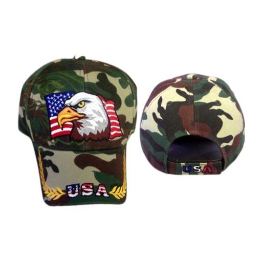 USA & Eagle ...... Embroidered   Cap With Shadow - Black Color image