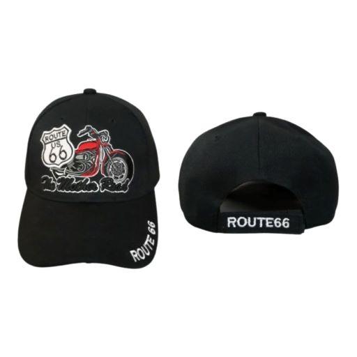 * Route66 The Mother Road Embroidered Baseball Cap - Motorcycle (7508-108B) image