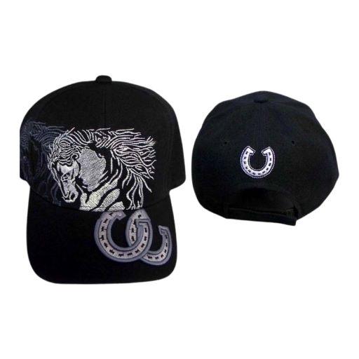 Horse &  Horse Shoes .......  Silver Embroidered Caps image